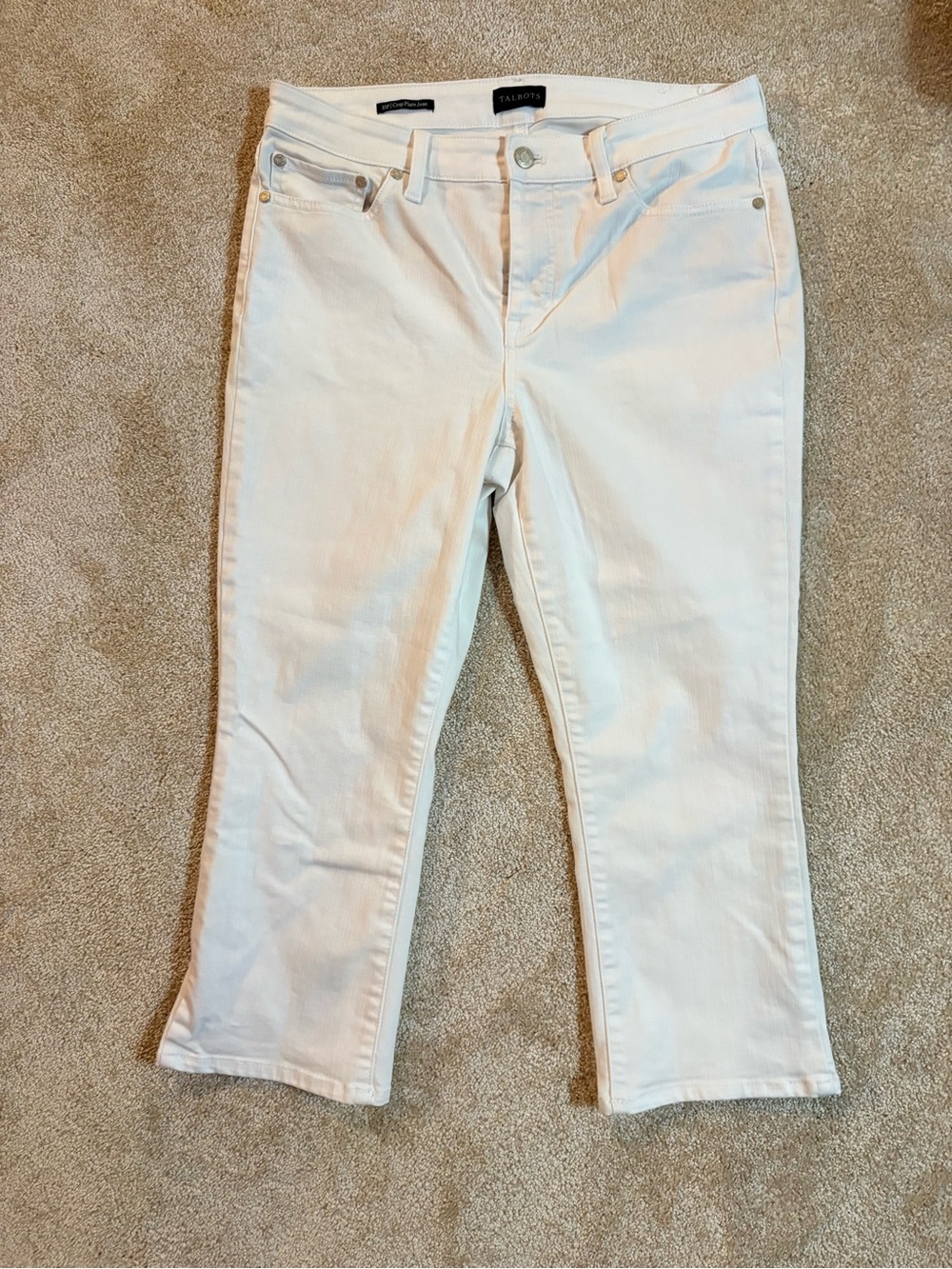 Talbots Crop Flare White Jeans Size 10P